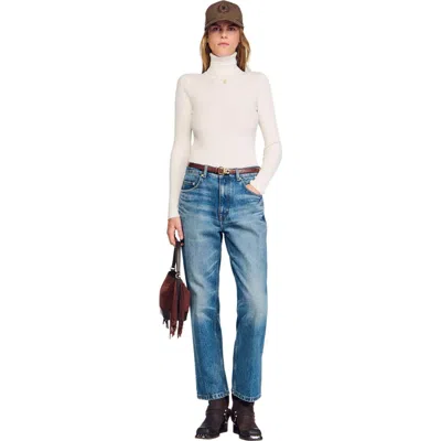 Sandro Cable-knit Turtleneck Sweater In Neutral