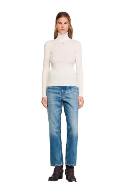 Sandro Cable-knit Turtleneck Sweater In Neutral