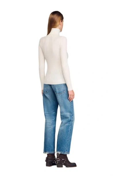 Sandro Cable-knit Turtleneck Sweater In Neutral