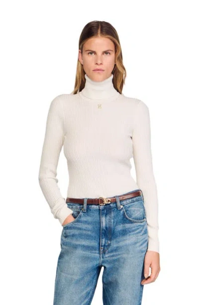 Sandro Cable-knit Turtleneck Sweater In Neutral