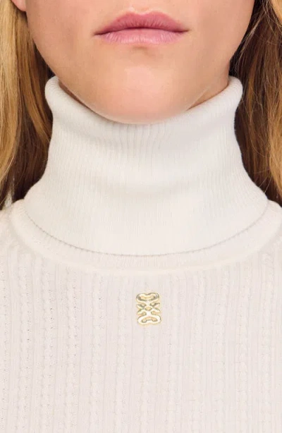 Sandro Cable-knit Turtleneck Sweater In Neutral