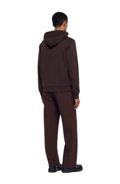 Sandro Sweatshirt With Flower Patch In Brown