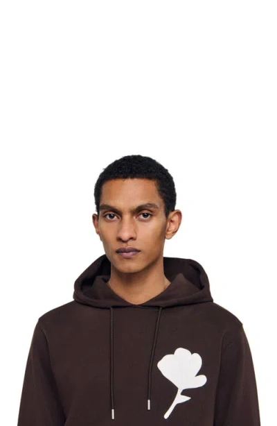 Sandro Sweatshirt With Flower Patch In Brown