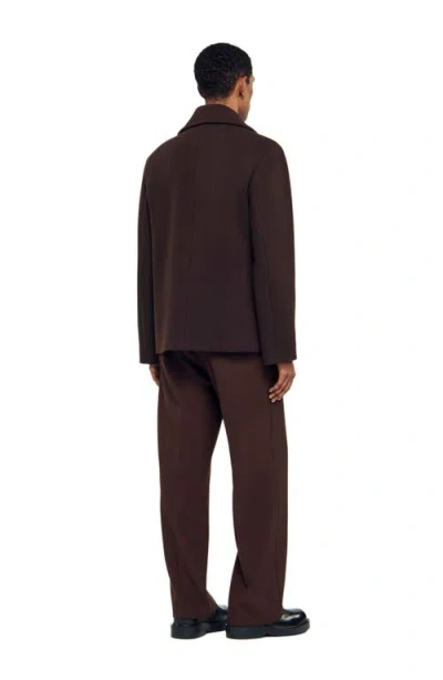 Sandro Wool Blend Pea Coat In Brown