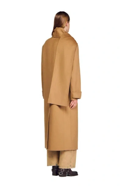 Sandro Oversized Wool Coat In Brown