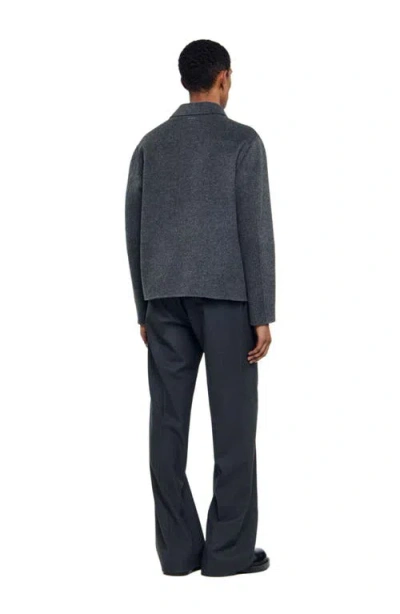 Sandro Double-faced Wool Jacket In Gray
