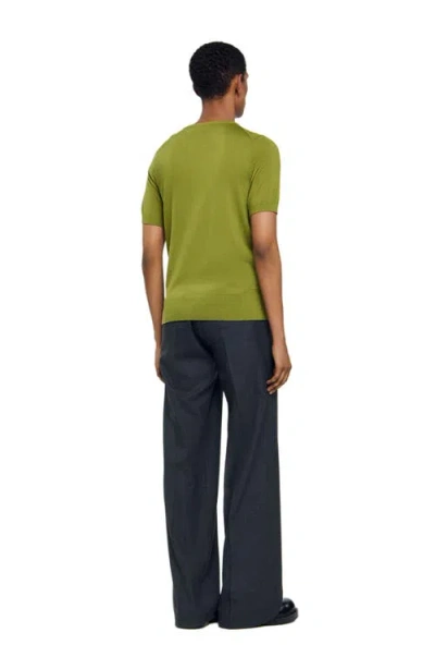 Sandro Flowing Knit T-shirt In Green
