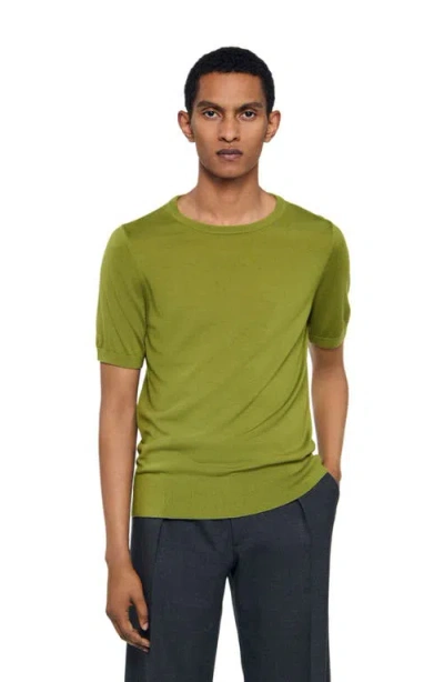 Sandro Flowing Knit T-shirt In Green