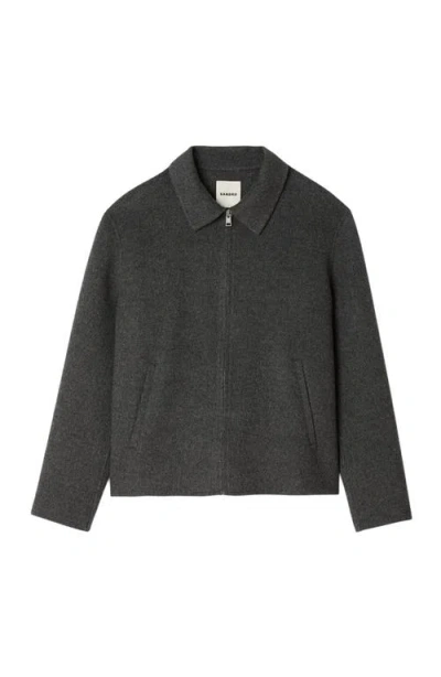 Sandro Double-faced Wool Jacket In Gray
