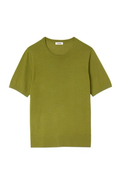 Sandro Flowing Knit T-shirt In Green