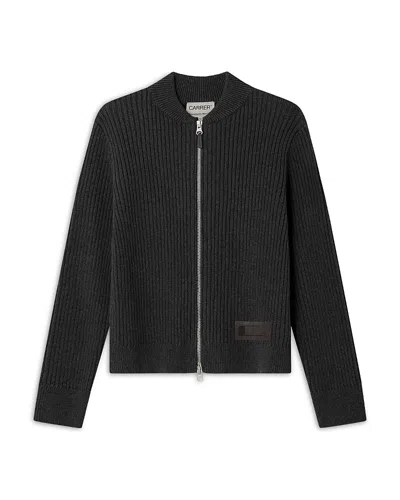 Carrer Ash Ribbed Patch Cardigan In Gray