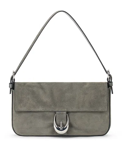 Staud Harlow Suede Shoulder Bag In Gray