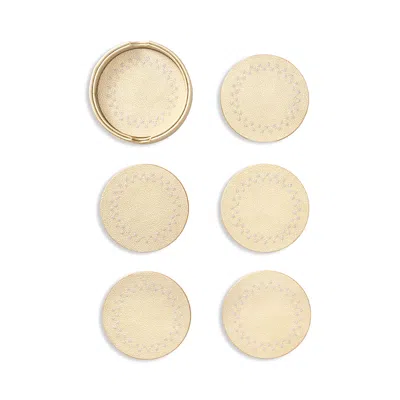 Kim Seybert Starry Night Coasters In Caddy, Set Of 6 In White