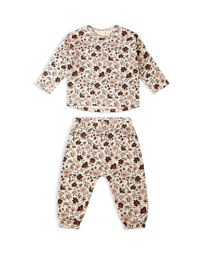 Rylee + Cru Girls' Posy Print Long Sleeved Tee & Pants Set - Baby In Brown