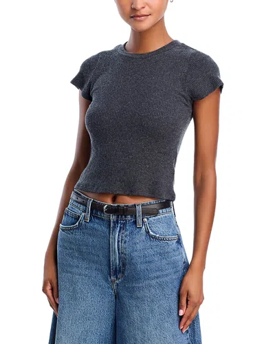 Perfectwhitetee Gabby Rib Short Sleeve Crewneck Tee In Gray
