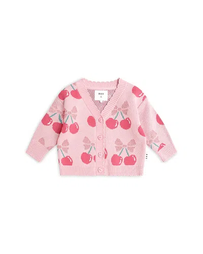 Huxbaby Cherry Pie Scalloped Knit Cardi In Pink