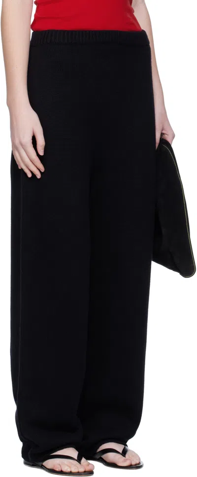 Arch The Black Wide Knitted Jogger Lounge Pants In Black
