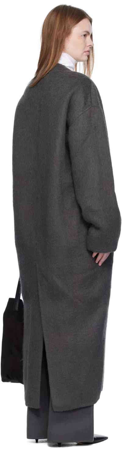 Arch The Gray Wool High-neck Slim Coat In Gray