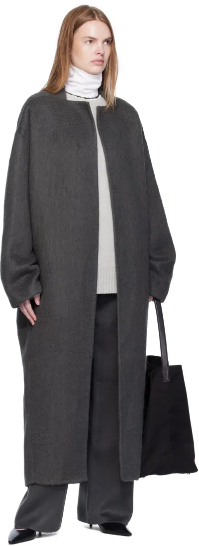 Arch The Gray Wool High-neck Slim Coat In Gray