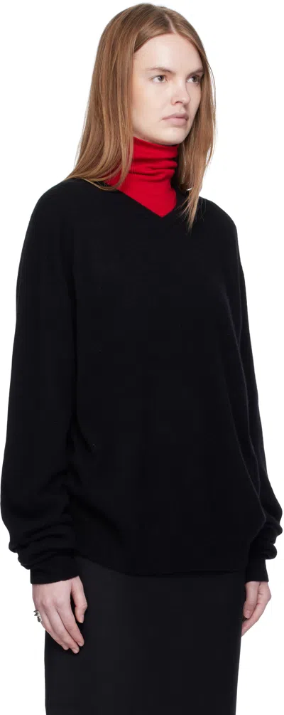 Arch The Black Cashmere V-neck Pullover Sweater In Black