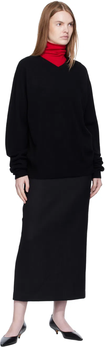 Arch The Black Cashmere V-neck Pullover Sweater In Black