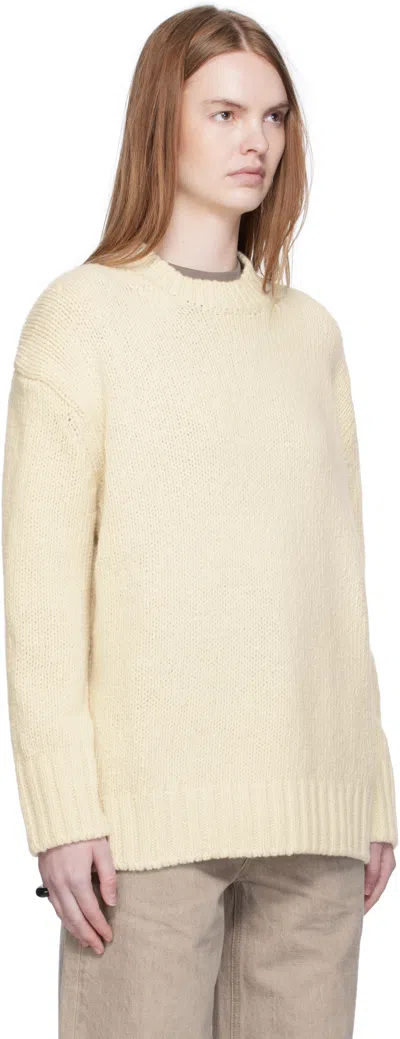 Arch The Off-white Basic Round Neck Knit Sweater In White