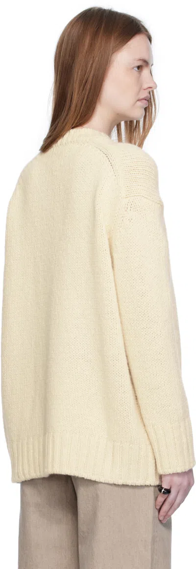 Arch The Off-white Basic Round Neck Knit Sweater In White