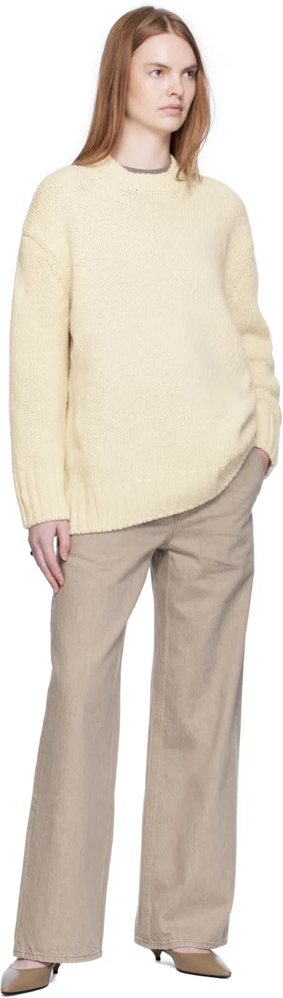 Arch The Off-white Basic Round Neck Knit Sweater In White