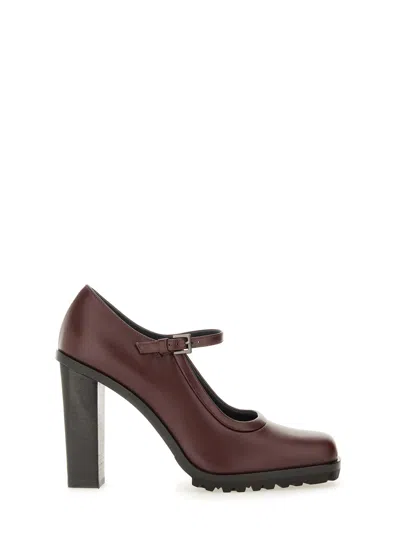 Max Mara Mary Janes In Leather In Burgundy
