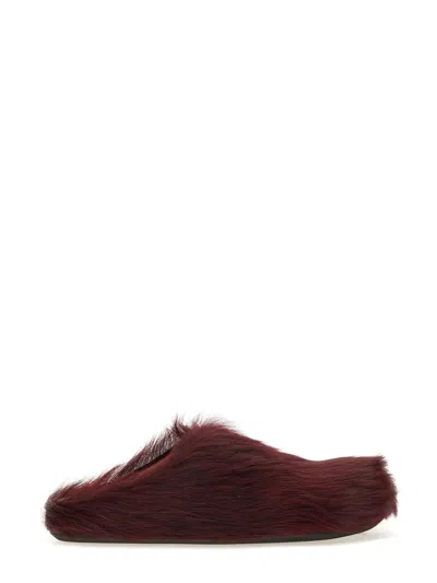 Marni Colorful Calf Hair Slip-on Shoes In Burgundy