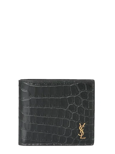 Saint Laurent "tiny Cassandre East/west" Wallet Small In Black