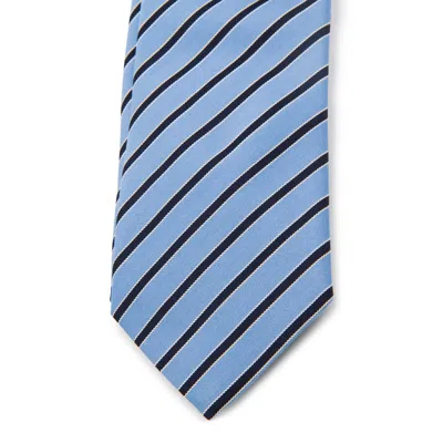 Zegna Diagonal Striped Tie Pointed Shape In Blue