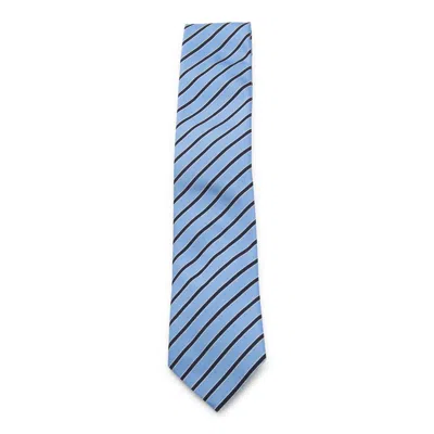 Zegna Diagonal Striped Tie Pointed Shape In Blue