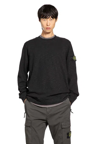 Stone Island Men's Diagonal Fleece Sweatshirt In Black