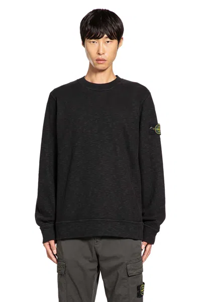 Stone Island Men's Diagonal Fleece Sweatshirt In Black