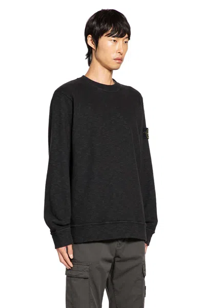 Stone Island Men's Diagonal Fleece Sweatshirt In Black