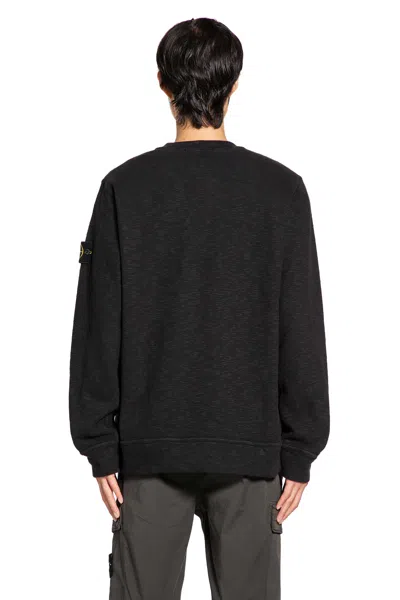 Stone Island Men's Diagonal Fleece Sweatshirt In Black