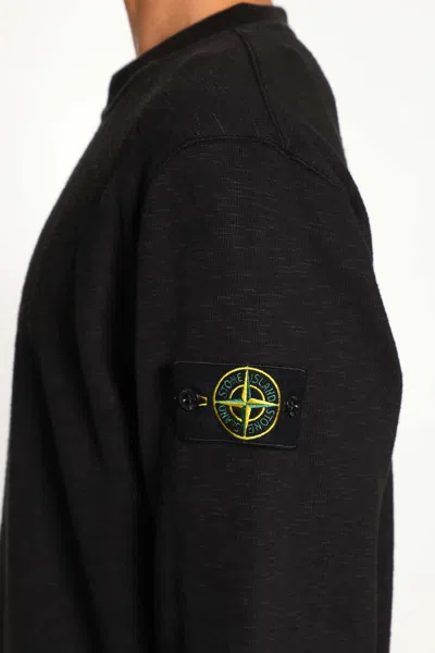 Stone Island Men's Diagonal Fleece Sweatshirt In Black
