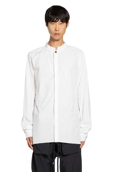 Thom Krom Cotton Poplin Stand Collar Shirt In White