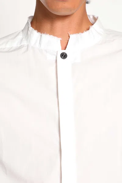 Thom Krom Cotton Poplin Stand Collar Shirt In White