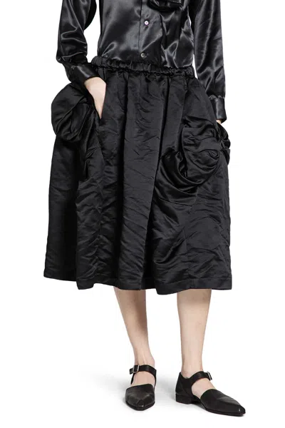Cdgcdg Ruffled Satin Midi Skirt In Black