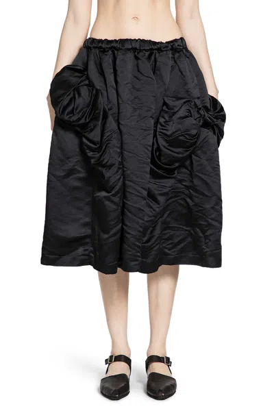Cdgcdg Ruffled Satin Midi Skirt In Black