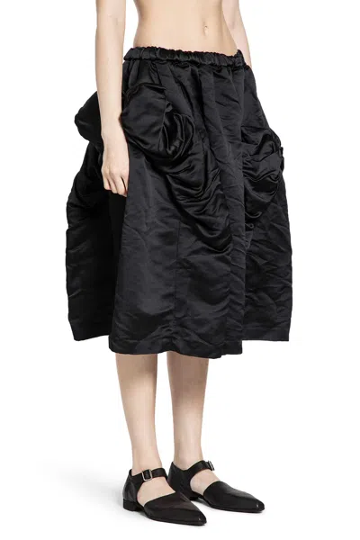 Cdgcdg Ruffled Satin Midi Skirt In Black