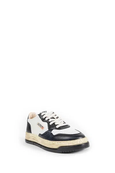 Autry Medalist Low Vintage X Mihara Yasuhiro White And Black Sneakers With Handcrafted Sole In Leather Man In Multi