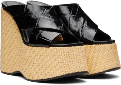 Paris Texas Mara Croc-effect Leather Platform Sandals In Black