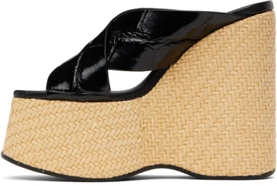 Paris Texas Mara Croc-effect Leather Platform Sandals In Black