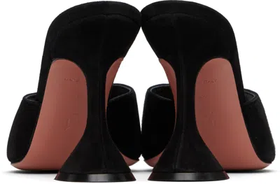 Amina Muaddi Black Calf Leather Bos Taurus Stiletto Heel Sandals In Black