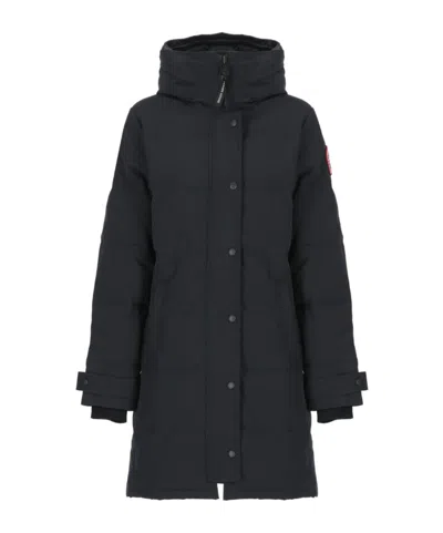 Canada Goose Mid-length Padded Coat With Detachable Hood And Quilted Design In Black