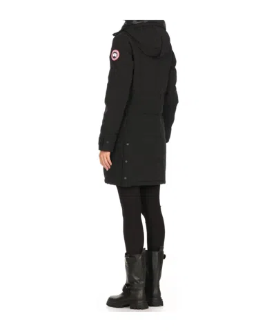 Canada Goose Mid-length Padded Coat With Detachable Hood And Quilted Design In Black