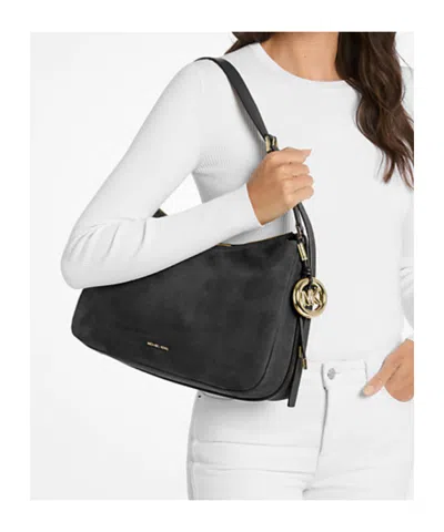 Michael Kors Nolita Medium Pebbled Leather Shoulder Bag In Black